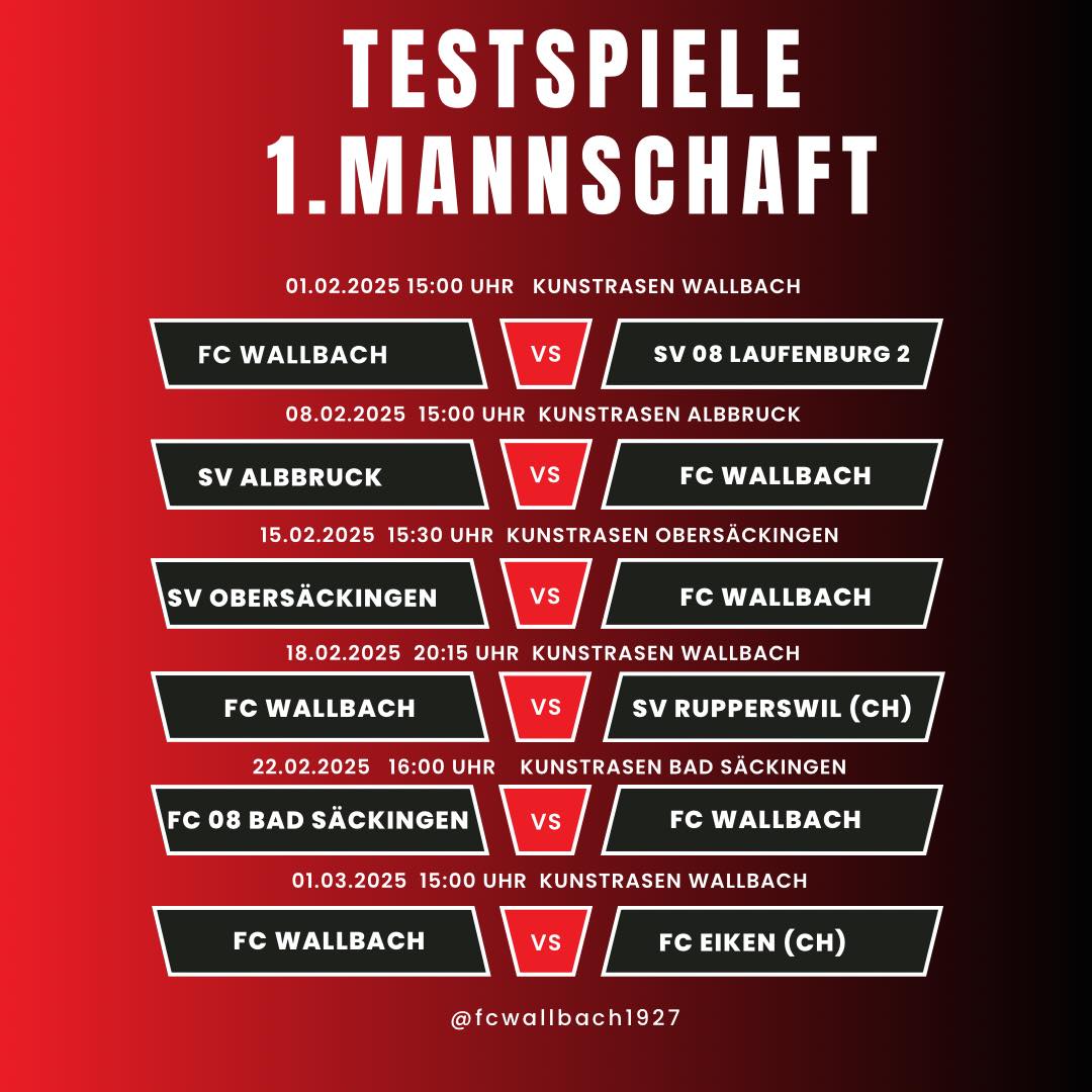 Testspiele 1. Mannschaft nach Winterpause